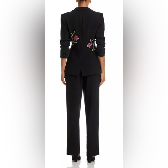 Cinq a Sept Cheyenne Sequin-Embellished Floral-Embroidered Scrunched Blazer - Picture 8 of 11